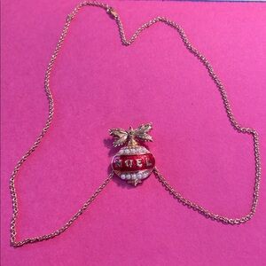 Avon Gold and Red Noel Pendant Necklace